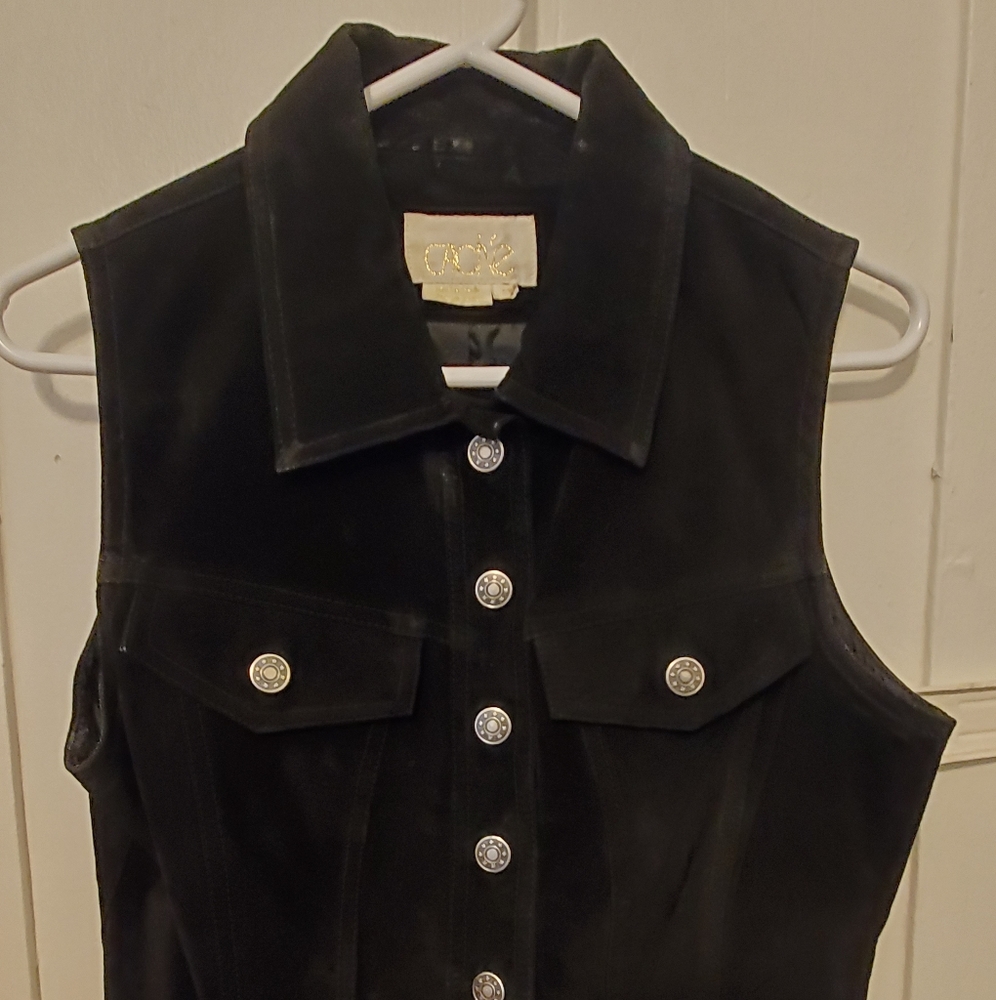 Black suede cache vest